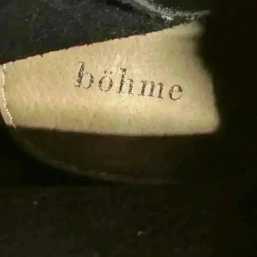 böhme Platform Black Leather Ankle Bootie Chunky 3” Heel Inner Ankle Zip Up 6.5 - Picture 8 of 11